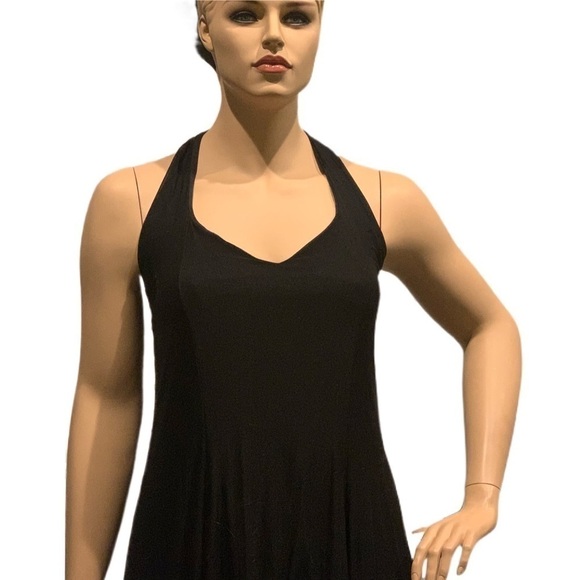 Igigi Halter Gown & Shrug Size 14/16 Sheer Black on Black, Lace Trim Hi-Lo Dress - Picture 7 of 15